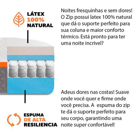 Imagem de Colchão Queen Molas Ensacadas Látex Premium Para Todo Biótipo Zipflex 158x198x25cm