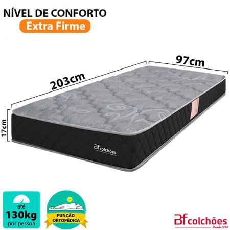 Imagem de Colchão Solteirão Espuma D45 Extra Firme Ortopédico Certificada Antialérgico 97x203x17cm - BF Colchões