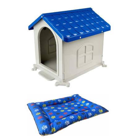 Imagem de Colchonete + Casa Plastica Desmontável Pet Injet N3 Azul