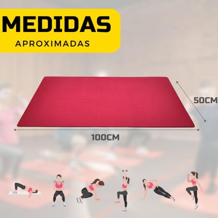 Imagem de Colchonete EVA 100X50cm Altura Grossa 10mm  Diversas Cores para Academia Atividades Físicas Exercícios Yoga Cross Anti Impacto Emborrachado