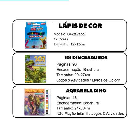 Coleção 2 Livros Infantil Dinossauro Aquarela e 101 Paginas