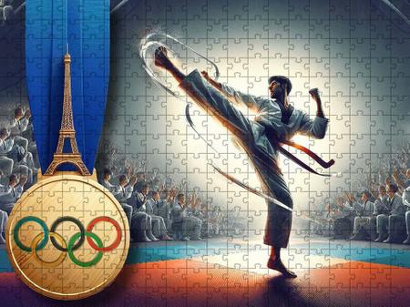 Imagem de Coleção 2 Quebra-Cabeças Esportes Olimpicos Karate 60 Peças