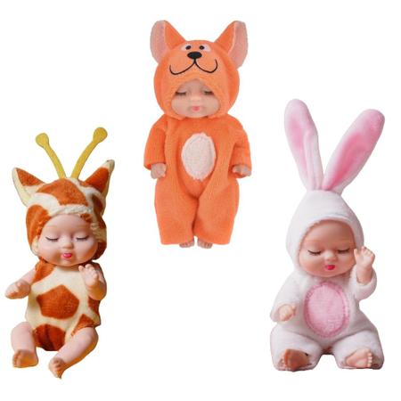 Coleção de Bonecas Mini Bebê Infantil Amor de Bichinhos Brinquedo Educativo