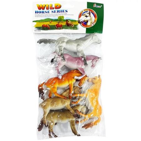 Imagem de Coleção 6 Miniaturas Cavalos Selvagens Animais de Brinquedo em Borracha - Wild Horse