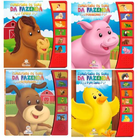 Imagem de Coleção Conhecendo os Sons da Fazenda: Cavalo,Porquinho,Pintinhoe Cachorrinho - (4 Livros Sonoros)