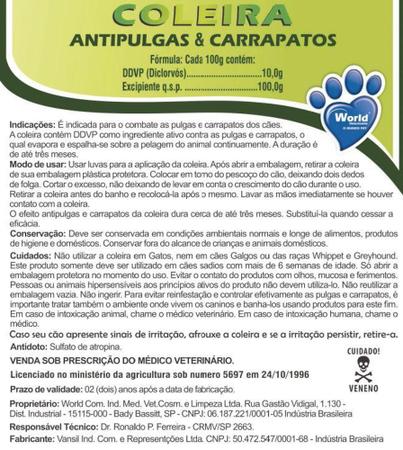 Imagem de Coleira DUG'S anti pulgas e carrapatos - cães - 17 g 56 cm - WORLD