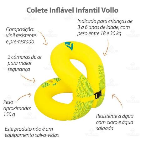 Imagem de Colete Boia Inflavel Infantil Criança Piscina Até 30kg Vollo