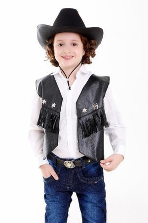 Imagem de Colete Cowboy Country Unisses Preto Infantil Festa Junina