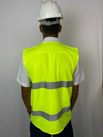 Imagem de Colete de Segurança Faixa Refletiva REFORÇADO Uniforme Sinalização 4 bolsos