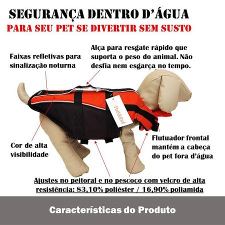 Imagem de Colete Flutuador salva vidas cachorro GG faixa reflexiva
