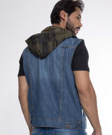 Colete Jeans Masculino Com Capuz Remov vel Allmaria Colete