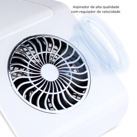 Imagem de Coletor Aspirador Sugador Pó Unhas Gel Fibra De Vidro Branco