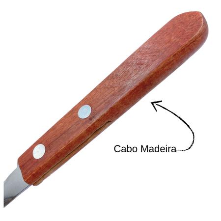 Imagem de Colher De Mesa Original Aço Inox Cabo De Madeira 6 Peças