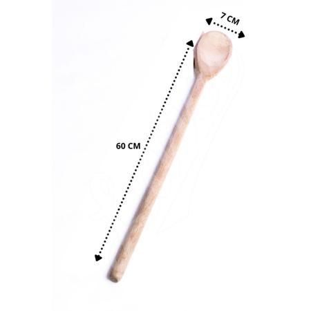 Imagem de Colher de pau de madeira oval 60cm para cozinha