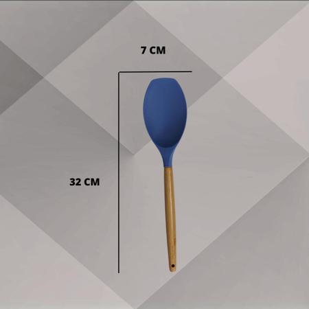 Imagem de Colher de silicone com cabo de bambu versátil  utilidades