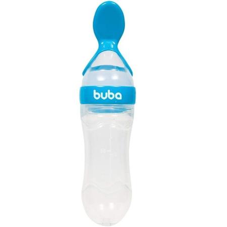 Imagem de Colher Dosadora em Silicone Azul Buba para Papinha e Leite Materno