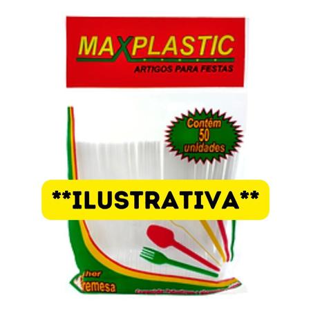 Imagem de Colher Plástica Descartável Sobremesa Slim Tropical Maxplastic - 12cm - 50 unidades