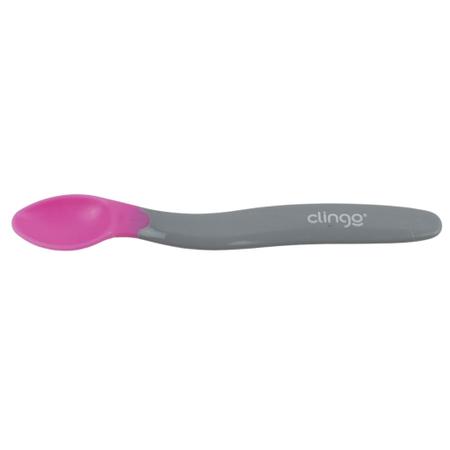 Imagem de Colher Smart de Silicone Ergonômica Termo Rosa - Clingo