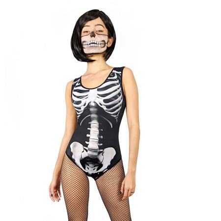 Imagem de Collant Esqueleto Terror Halloween Carnaval Festa Fantasia Horror Medo