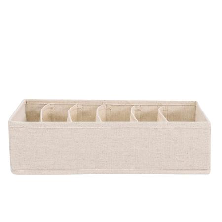 Imagem de Colmeia Organizadora de Linho Off White 6 Divisórias Horizontal 34X24X9CM