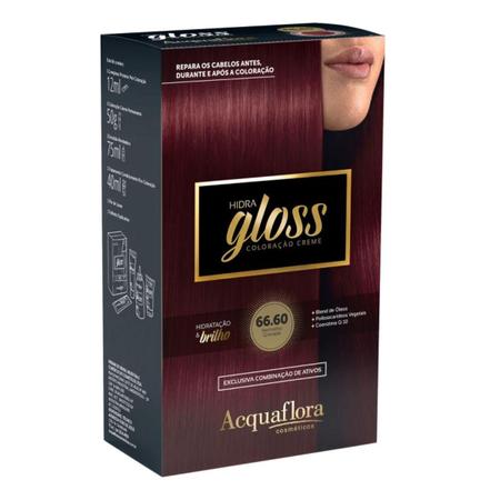 Coloração Creme Acquaflora Kit Hidra Gloss 66.60 Vermelho Imagem de Coloração Creme Acquaflora Kit Hidra Gloss 66.60 Vermelho