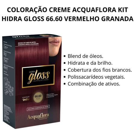 Coloração Creme Acquaflora Kit Hidra Gloss 66.60 Vermelho Imagem de Coloração Creme Acquaflora Kit Hidra Gloss 66.60 Vermelho