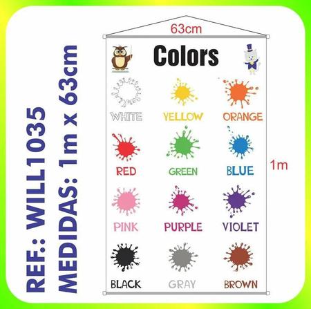 Imagem de Colors Cores Em Inglês Escolar Painel Lona