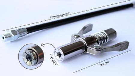 Imagem de Comando Bico Graxeira Acoplador De Graxa Com Mangueira Graxa Bomba 
