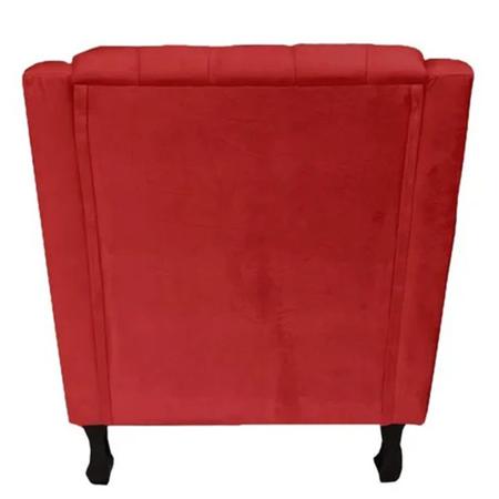 Imagem de Combo 02 Poltronas Decorativa Pés Luis XV Gênises Encosto Estilo Capitonê Suede Vermelho - DS Estofados