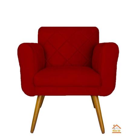 Imagem de Combo 02 Poltronas Estofadas Decorativas Para Quarto Closet Isabella Suede Vermelho- DL DECOR