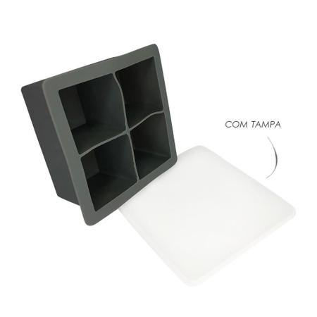 Combo 03 Forma Silicone Gelo C/Tampa Papinha 04 Cubo Grande - Unihome Imagem de Combo 03 Forma Silicone Gelo C/Tampa Papinha 04 Cubo Grande
