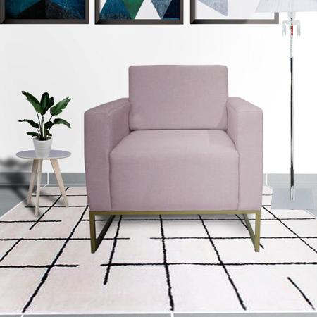 Imagem de Combo 2 Poltronas Decorativa Com Base de Ferro Para Escritório Leticia Pé Ferro Suede Rose - LM DECOR