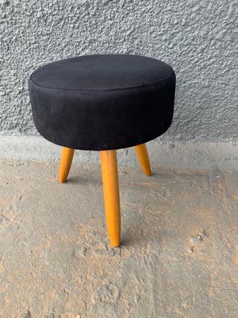 Imagem de Combo 2 Puff Para Sala Redondo Suede Preto/Black Luxo