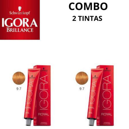 COMBO 2 TINTAS IGORA 8.77 (louro claro cobre extra) e 9.7(louro