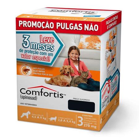 Imagem de Combo 3 Comfortis Antipulgas Cães E Gatos 270mg 