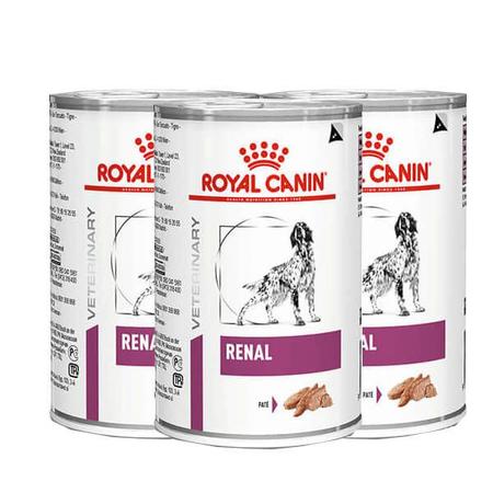 Imagem de Combo 3 Latas Ração Úmida Royal Canin Cães Adultos Veterinary Renal 410g