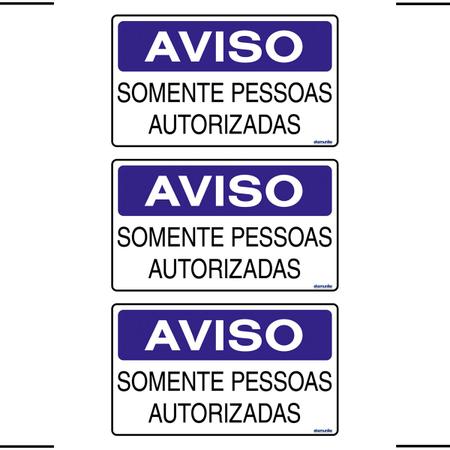 Imagem de Combo 3 Placas De Sinalização Aviso Somente Pessoas Autorizadas 25x15 Ekomunike - S-215/1 F9e