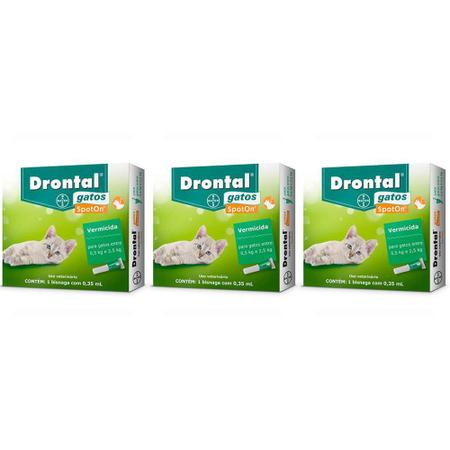 Imagem de Combo 3 Unidades Drontal Spot On 0,35ml Gatos 0,5 a 2,5kg - Bayer