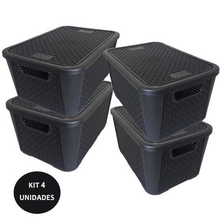 Imagem de Combo 4 Caixas Organizadoras Rattan 8,8 Litros 2051 PLASNEW