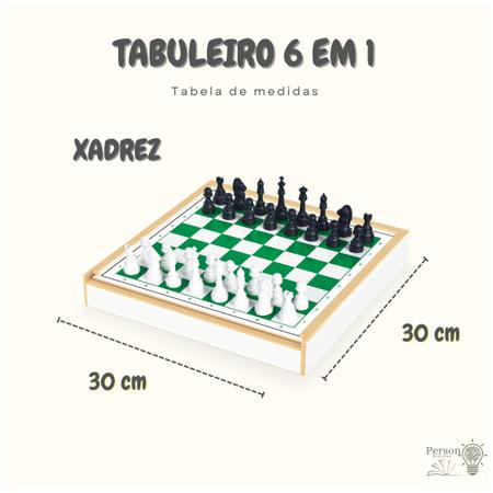 Combo 6 Jogos Tabuleiro 6 em 1 Xadrez Damas Trilha Ludo Pega-Varetas Dominó  Escolar