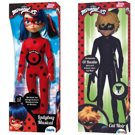 Boneca Cat Noir Miraculous com Bastão Baby Brink Preto