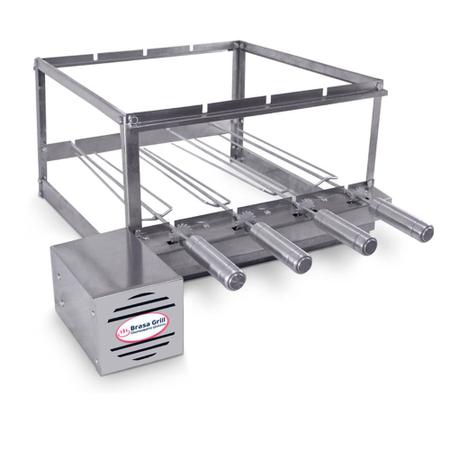 Combo Brasa Grill Tradicional Gira 4 Espetos Churrasqueira Giratória Bi Volts Imagem de Combo Brasa Grill Tradicional Gira 4 Espetos Churrasqueira Giratória Bi Volts