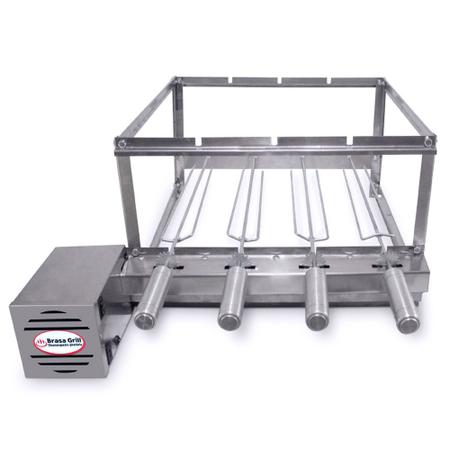 Combo Brasa Grill Tradicional Gira 4 Espetos Churrasqueira Giratória Bi Volts Imagem de Combo Brasa Grill Tradicional Gira 4 Espetos Churrasqueira Giratória Bi Volts