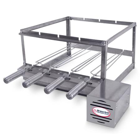 Combo Brasa Grill Tradicional Gira 4 Espetos Churrasqueira Giratória Bi Volts Imagem de Combo Brasa Grill Tradicional Gira 4 Espetos Churrasqueira Giratória Bi Volts