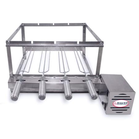 Combo Brasa Grill Tradicional Gira 4 Espetos Churrasqueira Giratória Bi Volts Imagem de Combo Brasa Grill Tradicional Gira 4 Espetos Churrasqueira Giratória Bi Volts