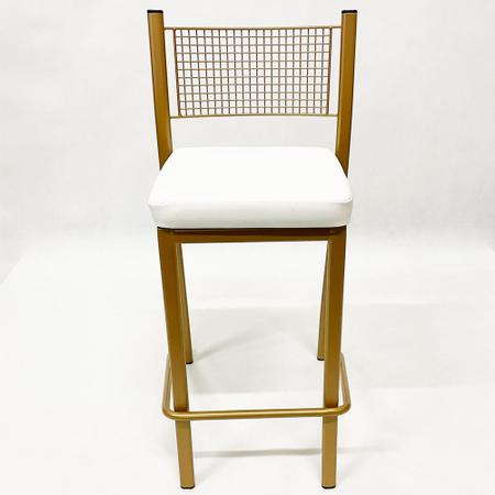 Imagem de Combo de 2 Banquetas Empilhável Alta para Bar cor Dourado Fosco assento branco