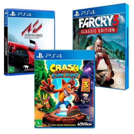 Combo de Jogos PS4 - Red Dead Redemption 2 + Crash Bandicoot N'Sane Trilogy  + Assetto Corsa - Rockstar Games - Jogos de Plataforma - Magazine Luiza