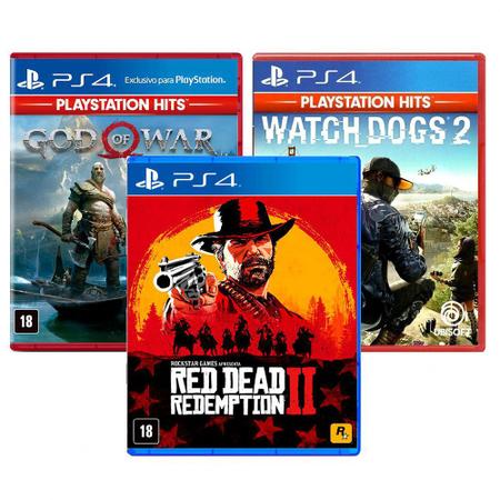 Combo de Jogos PS4 - Red Dead Redemption 2 God Of War Watch Dogs 2 -  Ubisoft - Jogos de Ação - Magazine Luiza