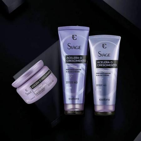 Imagem de Combo Eudora Siàge Acelera o Crescimento: Shampoo 250ml + Condicionador 200ml + Máscara Capilar 250g