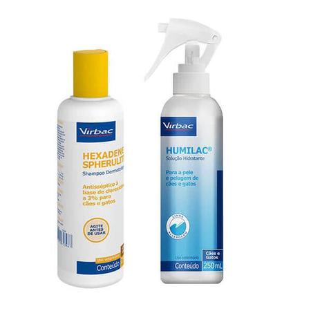 Combo Hexadene Shampoo 250ml e Humilac Hidratante C es e Gatos
